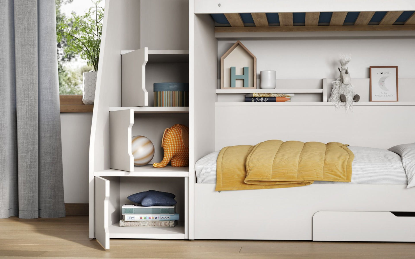 Flair Slick Staircase Bunk Bed White