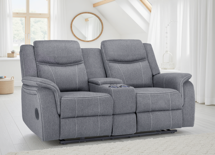 Galaxy Tech Electric Recliner 2 Seater Grey Fabric