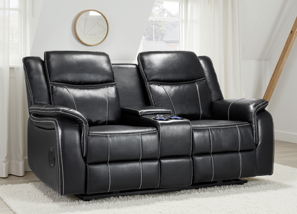 Galaxy Tech Electric Recliner 2 Seater Black Leather
