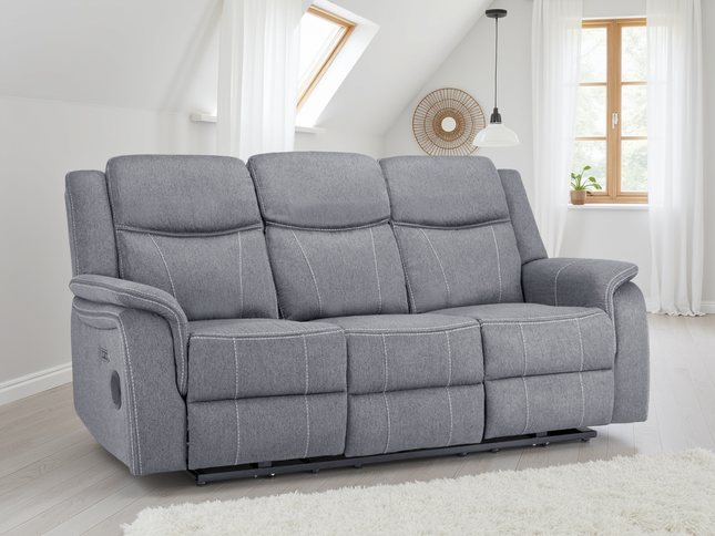 Galaxy Tech Recliner Sofa Fabric 3 Seater