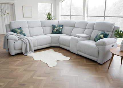 Owen Electric Recliner Sofa Beige Large Corner
