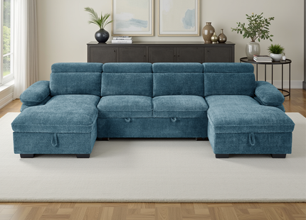 Hudson Sofabed Blue U Shape Corner