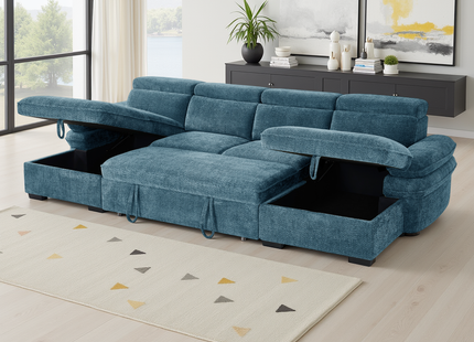 Hudson Sofabed Blue U Shape Corner