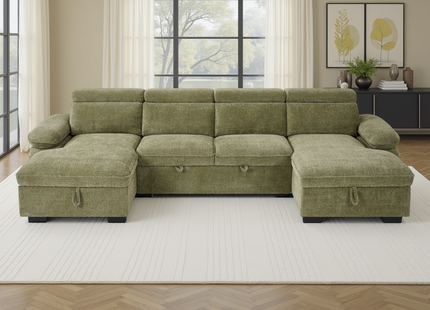 Hudson Sofabed Green U Shape Corner