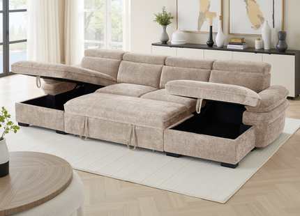 Hudson Sofabed Beige U Shape Corner