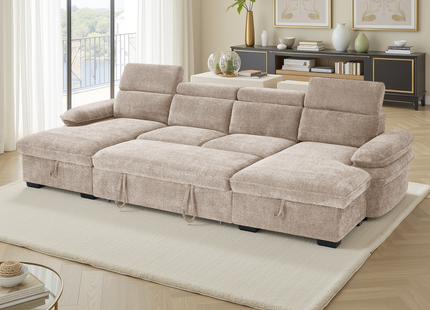 Hudson Sofabed Beige U Shape Corner