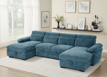 Hudson Sofabed Blue U Shape Corner