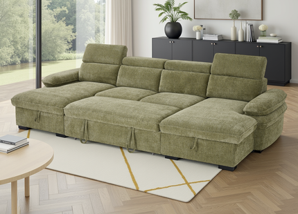 Hudson Sofabed Green U Shape Corner