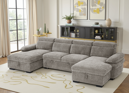 Hudson Sofabed Grey U Shape Corner