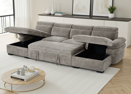 Hudson Sofabed Grey U Shape Corner