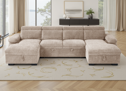Hudson Sofabed Beige U Shape Corner