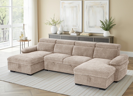 Hudson Sofabed Beige U Shape Corner