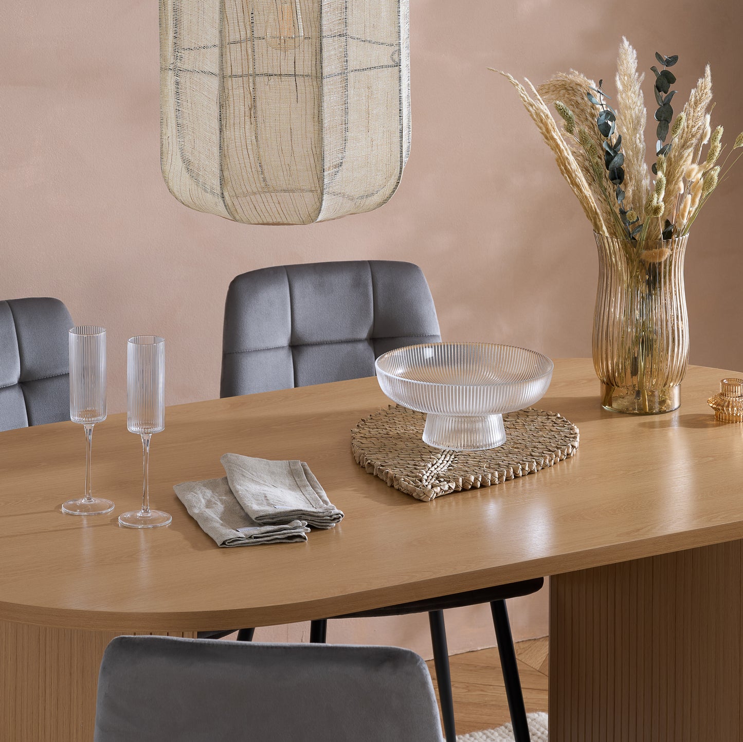 Axel Oval Fluted Dining Table