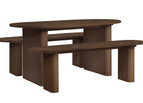 Walnut / AXEL OVAL FLUTED DINING TABLE WALNUT WITH 2 BENCHES