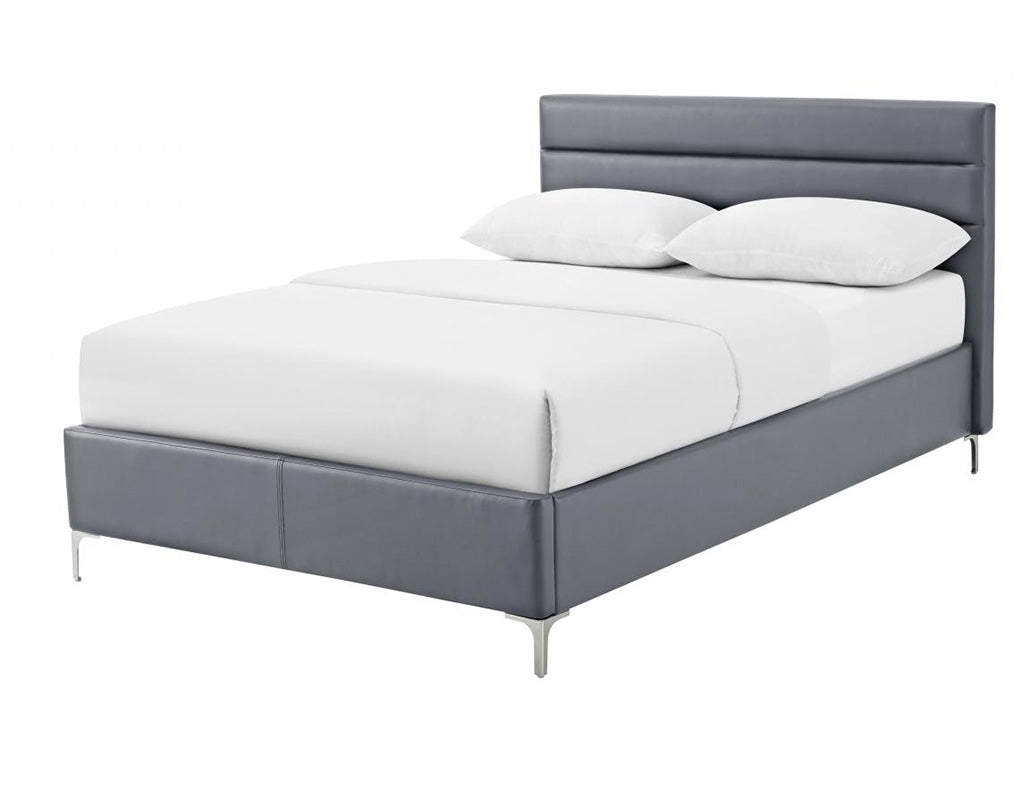 Arco Grey Leather Bed Frame