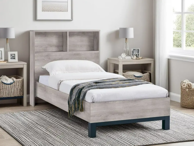 Bali Grey Oak Wooden Bookcase Bed