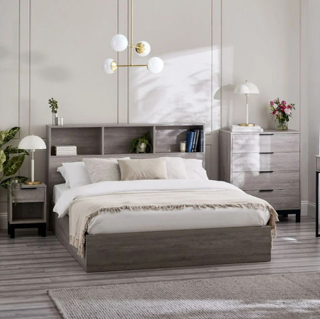 Bali Ottoman Storage Bed - Grey Oak