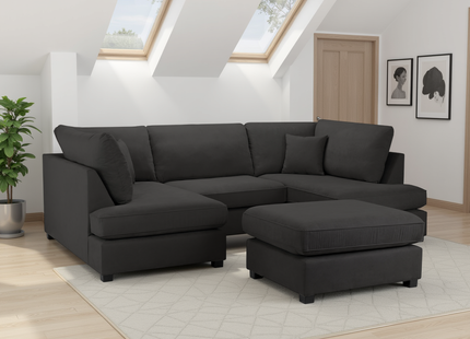 Carnaby Classic Sofa Black U Shape Corner