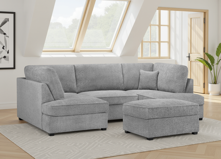 Carnaby Sofa Boucle Grey U Shape Corner