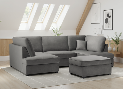 Carnaby Sofa Plush Grey U Shape Corner