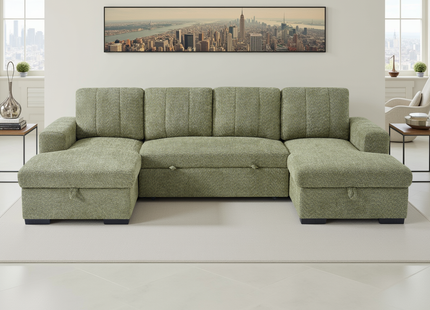 Como Sofabed Green U Shape Corner