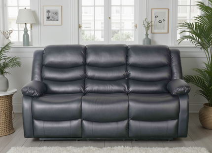 Conrad Manual Recliner Sofa Black 3 Seater