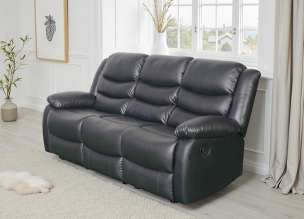 Conrad Manual Recliner Sofa Black 3 Seater