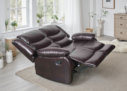 Conrad Manual Recliner Sofa Brown 2 Seater