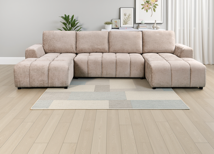 Shanghai Luxury Beige U Shape Corner Sofabed