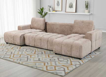 Shanghai Luxury Beige U Shape Corner Sofabed