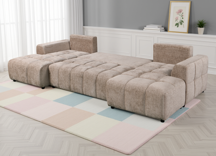 Shanghai Luxury Beige U Shape Corner Sofabed