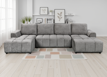 Shanghai Luxury Grey U Shape Corner Sofabed