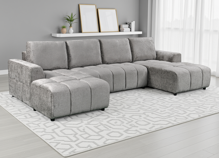 Shanghai Luxury Grey U Shape Corner Sofabed