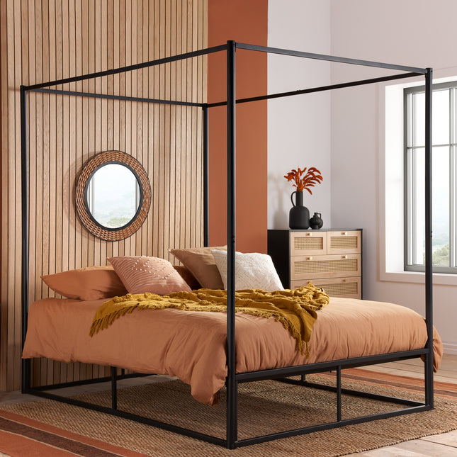 Farringdon Metal 4-Poster Bed in Black