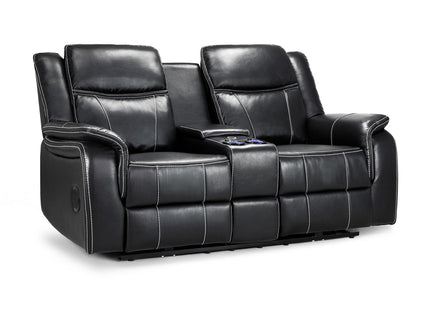 Galaxy Tech Electric Recliner 2 Seater Black Leather