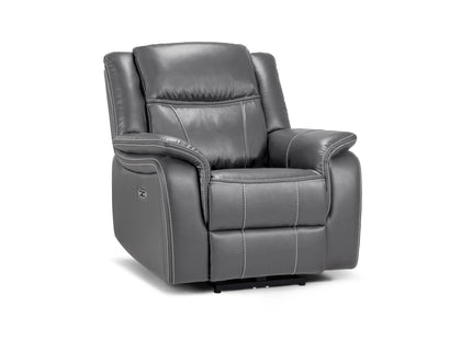 Galaxy Tech Electric Recliner Armchair Grey Leather