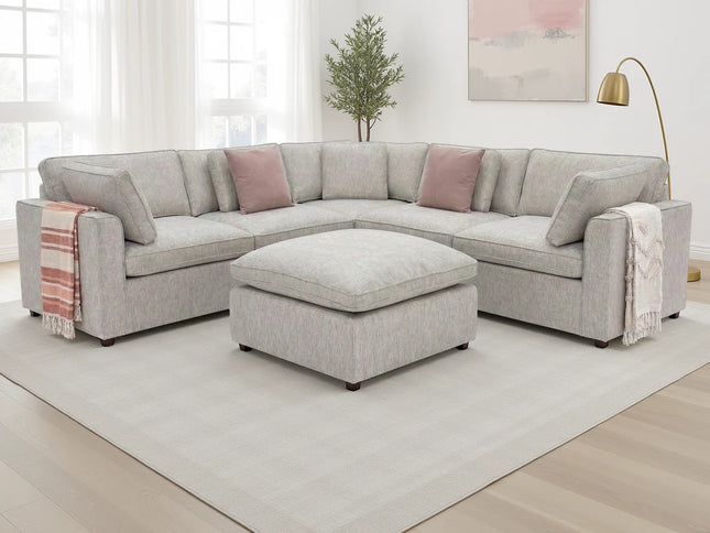 Santorini Sofa Grey Large Corner with Footstool
