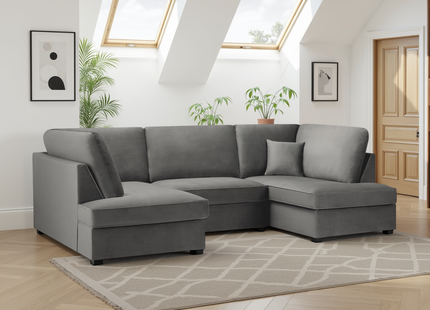 Carnaby Sofa Plush Grey U Shape Corner