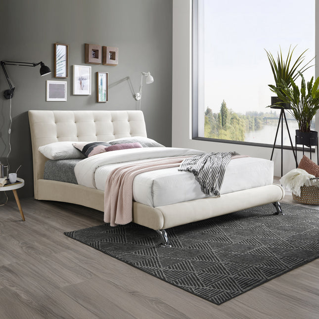 Hemlock Fabric Bed Frame in Warm Stone
