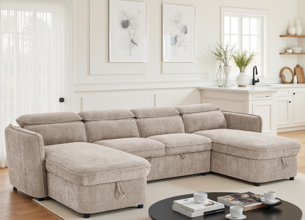 Capri Sofabed Beige U Shape Corner