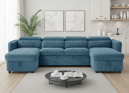 Capri Sofabed Blue U Shape Corner