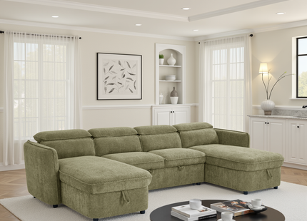 Capri Sofabed Green U Shape Corner