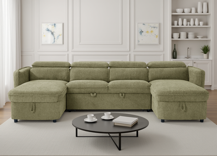 Capri Sofabed Green U Shape Corner
