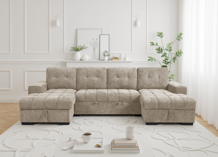 Palermo Sofabed Beige U Shape Corner