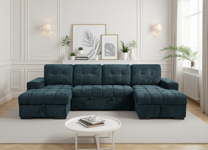 Palermo Sofabed Teal U Shape Corner