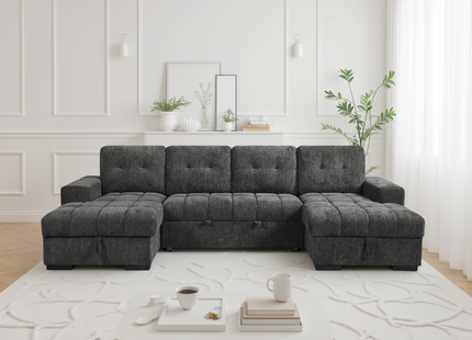 Palermo Sofabed Grey U Shape Corner