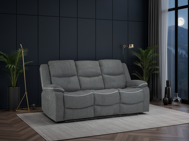 Harald Electric Recliner Sofa Fabric 3 Seater