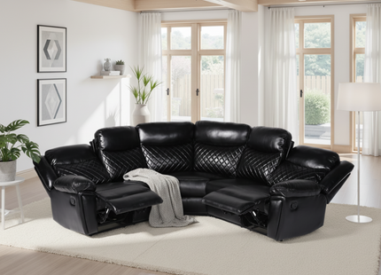 Myra Recliner Sofa Black Large Corner