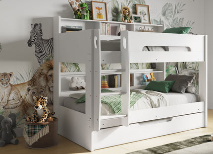 Interstellar Bunk Bed with Shelving White