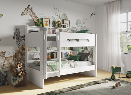 Interstellar Bunk Bed with Shelving White
